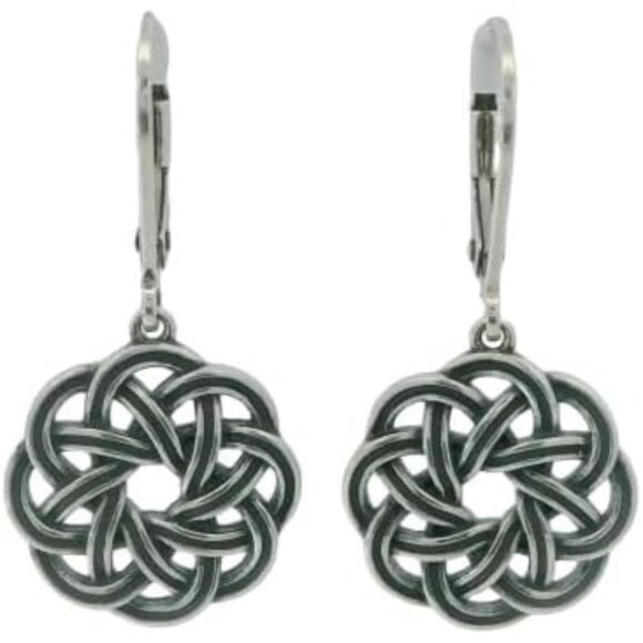 💫 Women Silver Trendy Dangle Earrings Drop Leverback Celtic Knot Design Jewelry - Picture 2 of 5